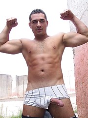 Hot latin hunk shows his uncut rod