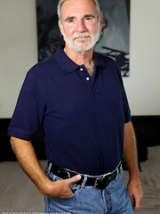 Hot older man grabs his hairy dick