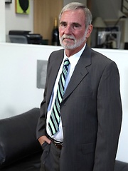 Older businessman undress his suit and show us his hairy rod