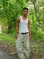 Sexy latino twink posing for the camera outdoors