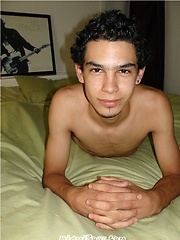 Latin student Hernando jacking off his uncut dick
