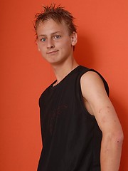 Teen gay boy showing his uncut long dick