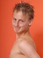 Teen gay boy showing his uncut long dick