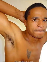 Bronzed black stud from Miami strokes his really big dick