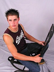 Sporty twink guy grabs his burning pocket rocket