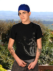 Skater boy in outdoor softcore scene
