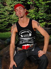 Tattoed student solo posing