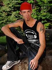 Tattoed student solo posing