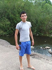 Twink hides and jerks off all alone in the woods
