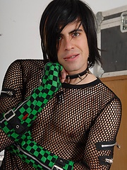 Emo boy Robo Taruti in fishnet shirt