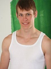 Sporty student David showing his naked beefy body