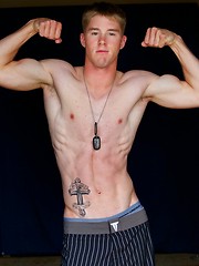 Straight military guy showing his piece of meat