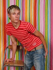 Cute blonde twink jacking off cock until cums