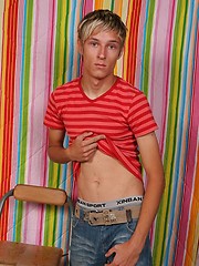 Cute blonde twink jacking off cock until cums