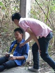 Hot fuck scene between these 2 gorgeous Asian boys in the outdoors