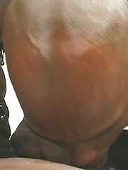 Two big muscled black gays have anal at the backyard