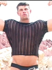 Two strong bodybuilders relaxin in the desert