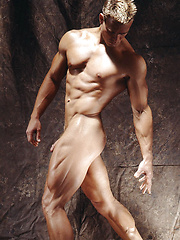 Muscled hunk in erotic session