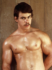 Guy with a mustache in hot retro pics