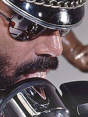 Hot muscled hunks in leather clothes in one hardcore scene