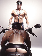 Hot muscled hunks in leather clothes in one hardcore scene