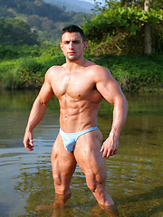 Strong macho posing outdoor