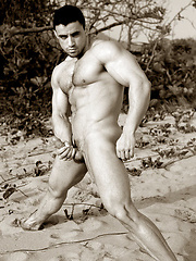 Strong macho posing outdoor