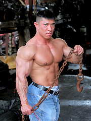 Strong asian bodybuilder