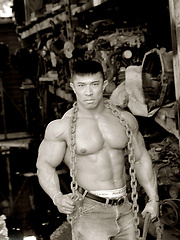 Strong asian bodybuilder