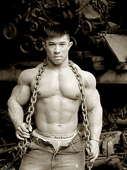 Strong asian bodybuilder