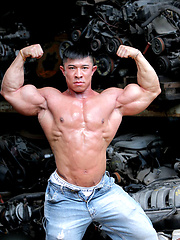 Strong asian bodybuilder