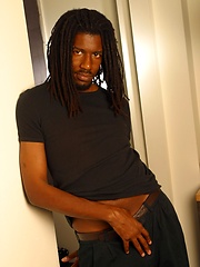 Dreadlocked black guy from Jamaica shows his fat ebony dick
