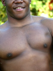 Young black stud demonstrates his athletic body