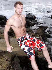 Lean, nicely muscled, swimmers build guy stroking