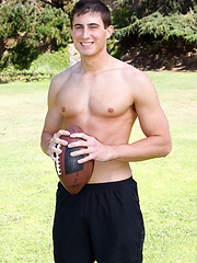 Footbal team quarterback solo posing