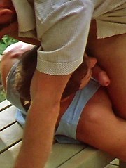 Gay anal threesome in the retro porn scene