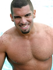 Very sexy latin stud stroking dick