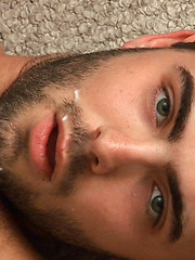 Josh spreads his legs and starts to play with that furry hole