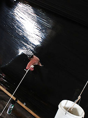 Sexy Max Brown wears black plastic