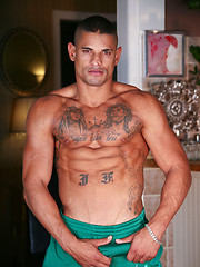 Hot tattoed latin dude riding condomed dick