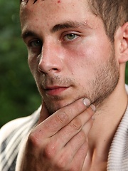 Straight european guy posing in the woods