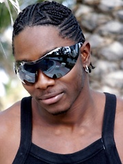 Well-muscled black hung jerks off