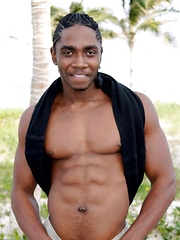 Well-muscled black hung jerks off