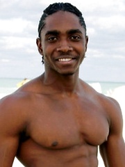 Well-muscled black hung jerks off