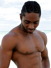 Well-muscled black hung jerks off