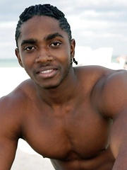 Well-muscled black hung jerks off