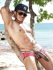 Wow can you imagine finding Castro stroking his huge cock in the beach