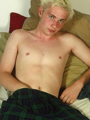 Cute blond twink Cody Long busts a nut.